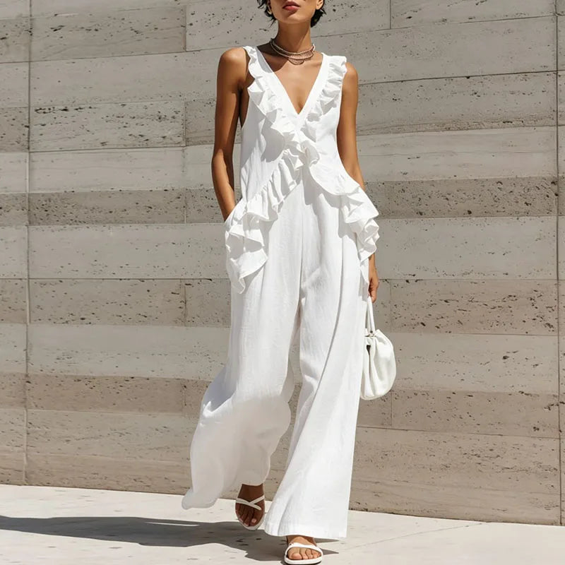 Women's Ruffle Trim Jumpsuit