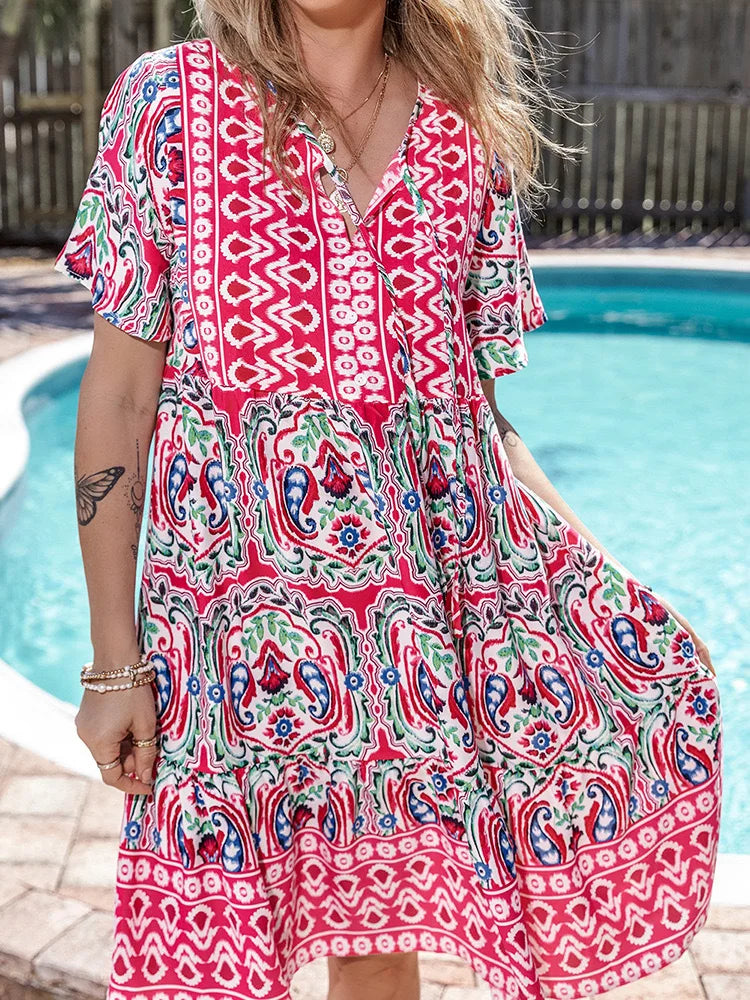 Women's Boho Floral Mini Dress