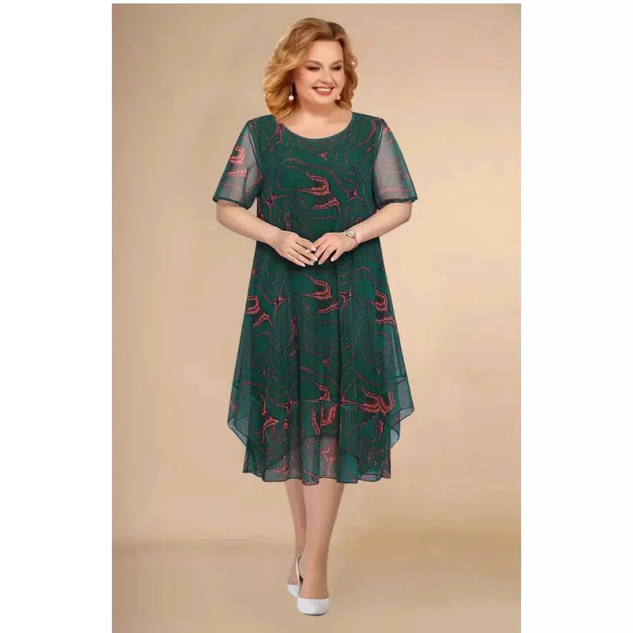 Women's Floral Sheer Sleeve Midi Dress