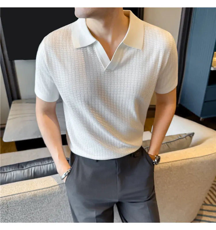 Slim Fit Silk Short-Sleeve Polo Shirt