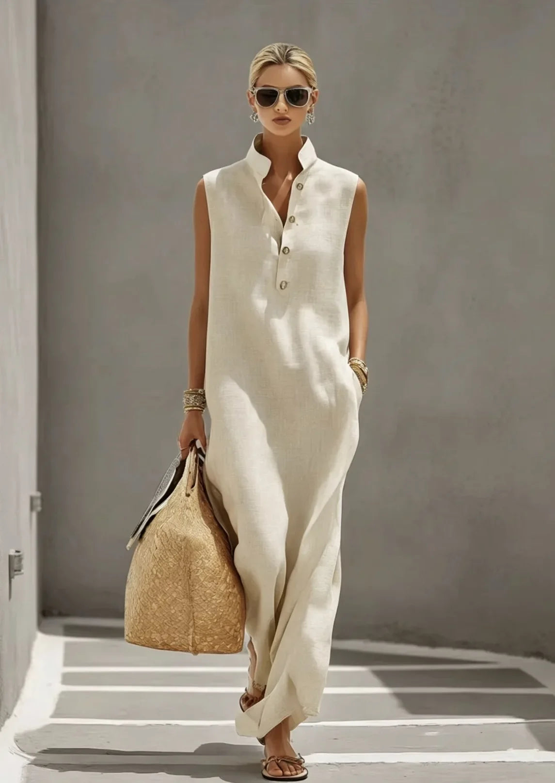Women's Elegant Chic Linen Maxi Dress