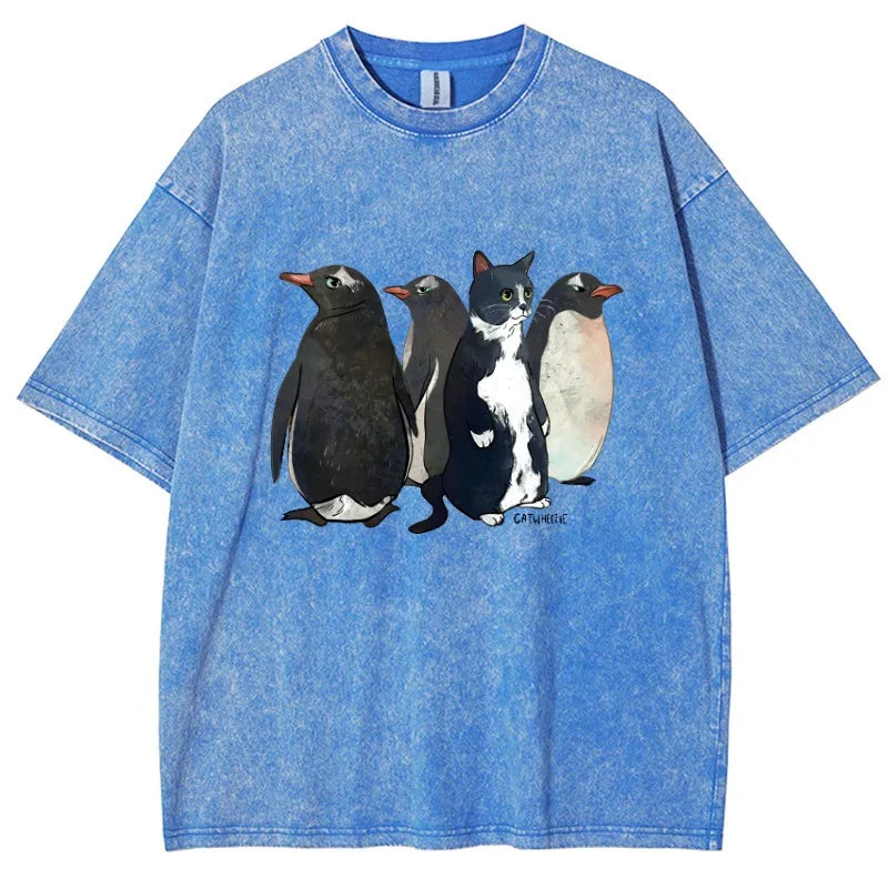 Women's Washed Graphic Penguin Tee