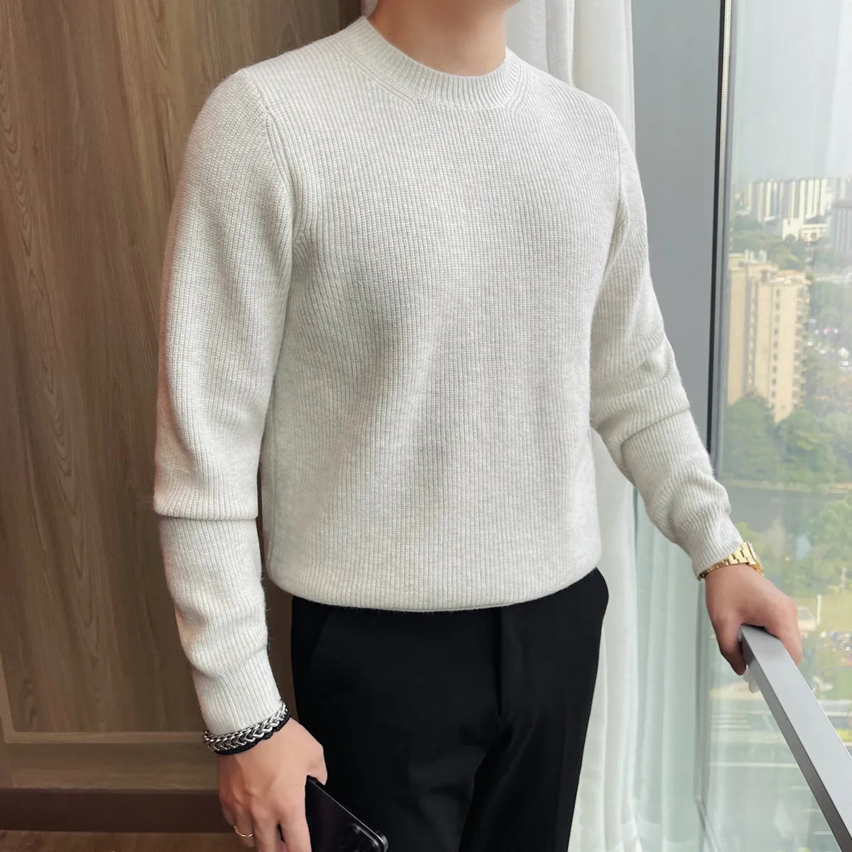Slim Fit Long-Sleeve Knit Sweater