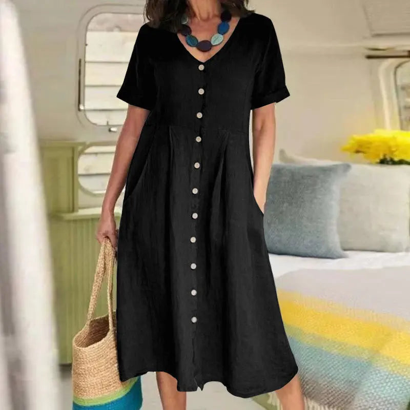 Women's Button Front Midi Dress