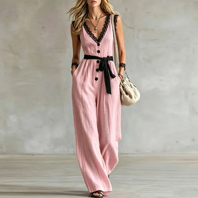 Women's Boho Belted Jumpsuit