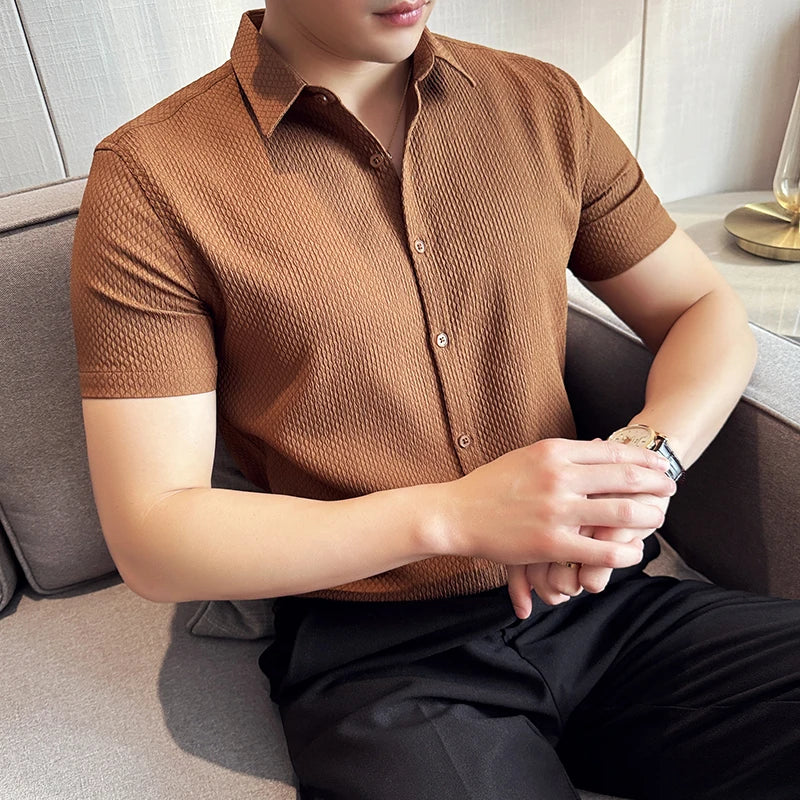 Waffle Short-Sleeve Dress Shirt