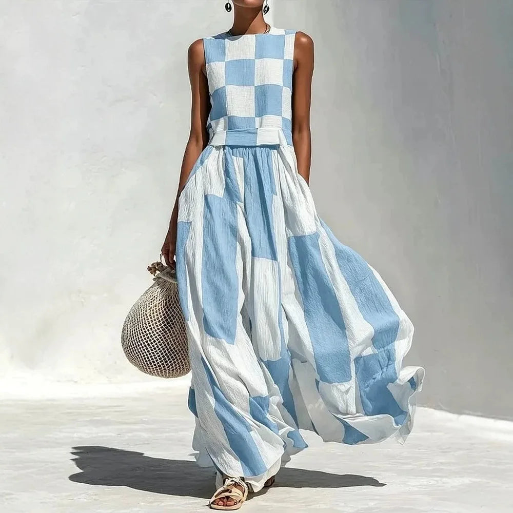 Women's Geometric Patchwork Maxi Dress