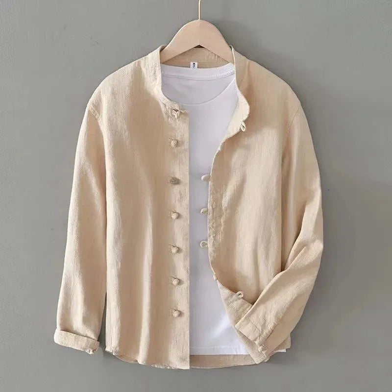 Women's Henley Long Sleeve Linen Shirt