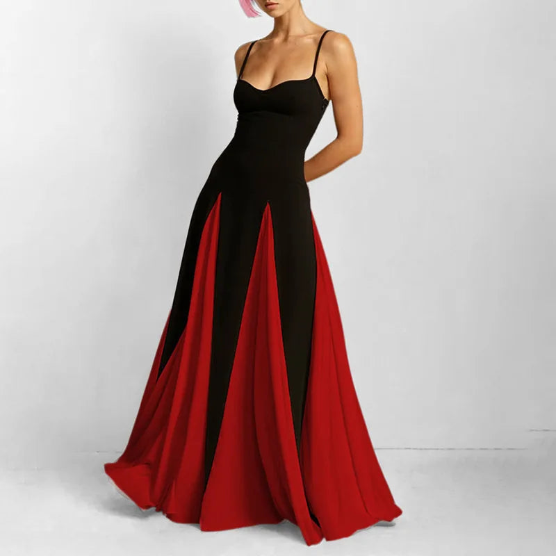 Women's Elegant Flowing V Neck Maxi Dress