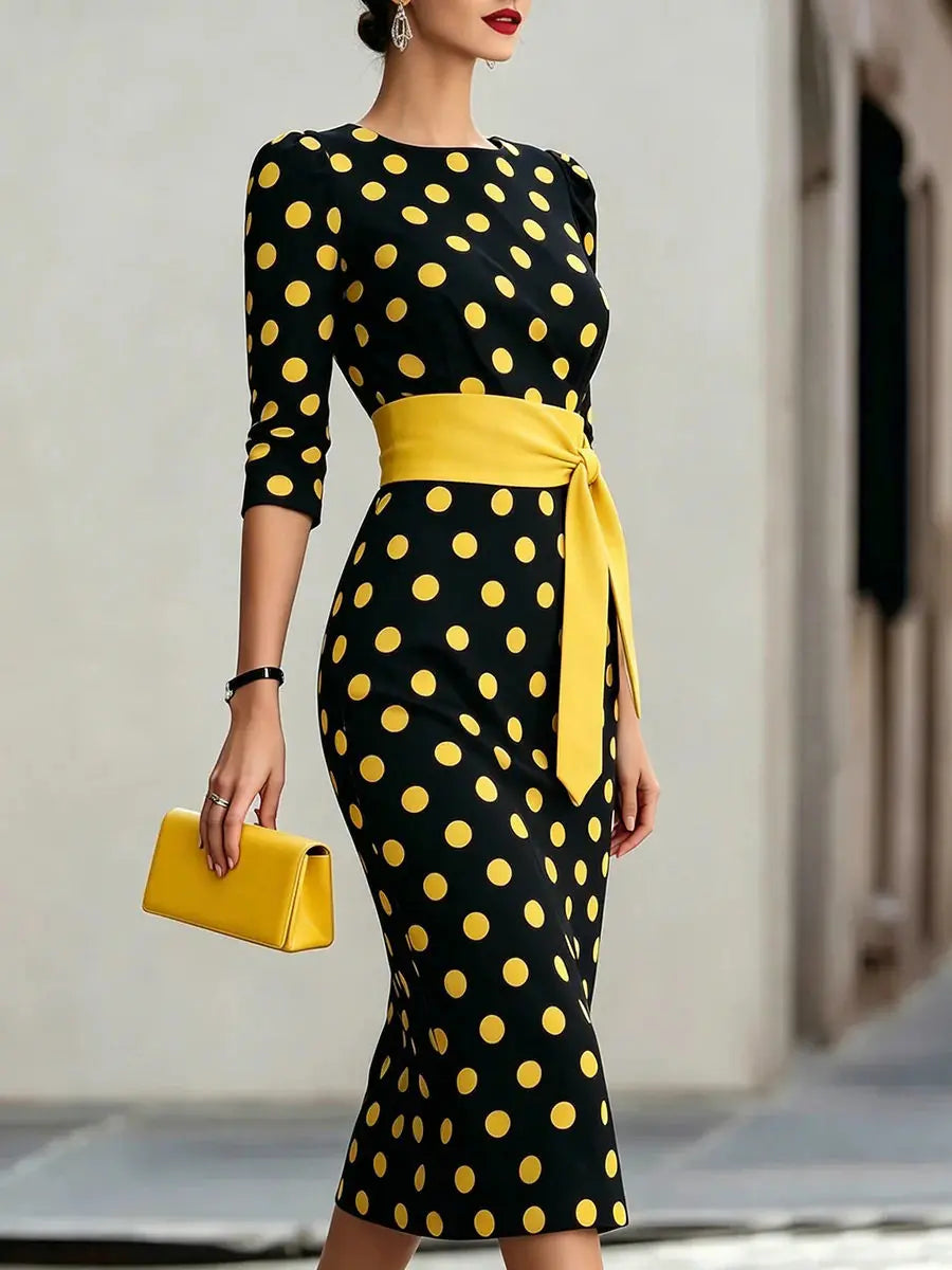 Women's Polka Dot Midi Dress
