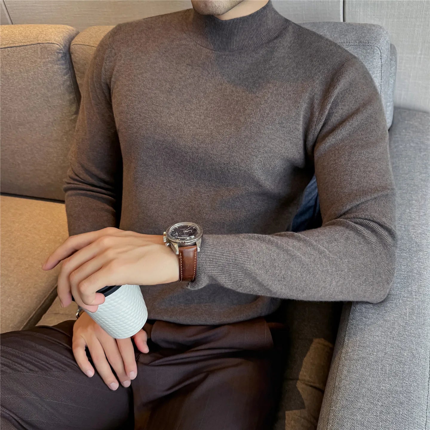 Slim Fit Wool Long-Sleeve Knit Sweater