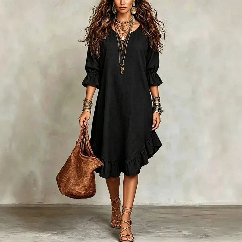 Women's Ruffle Hem Midi Dress