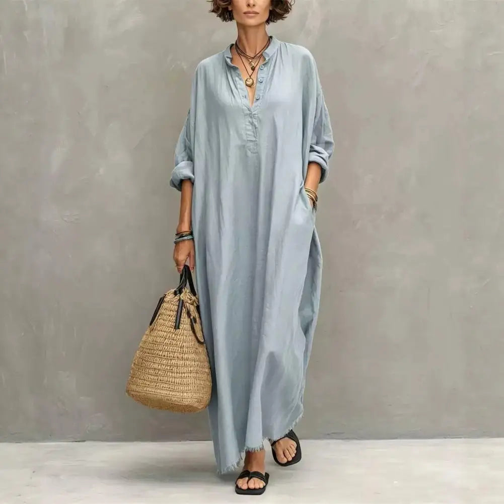 Women's Casual Maxi Shirt Dress