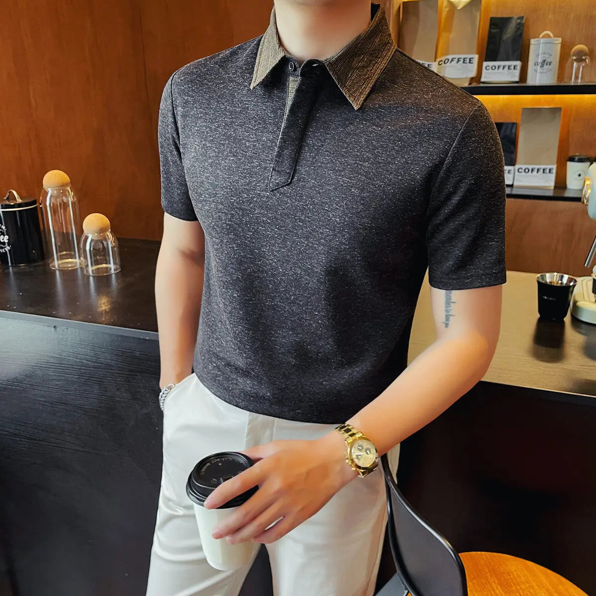 Slim Fit Linen Polo Shirt