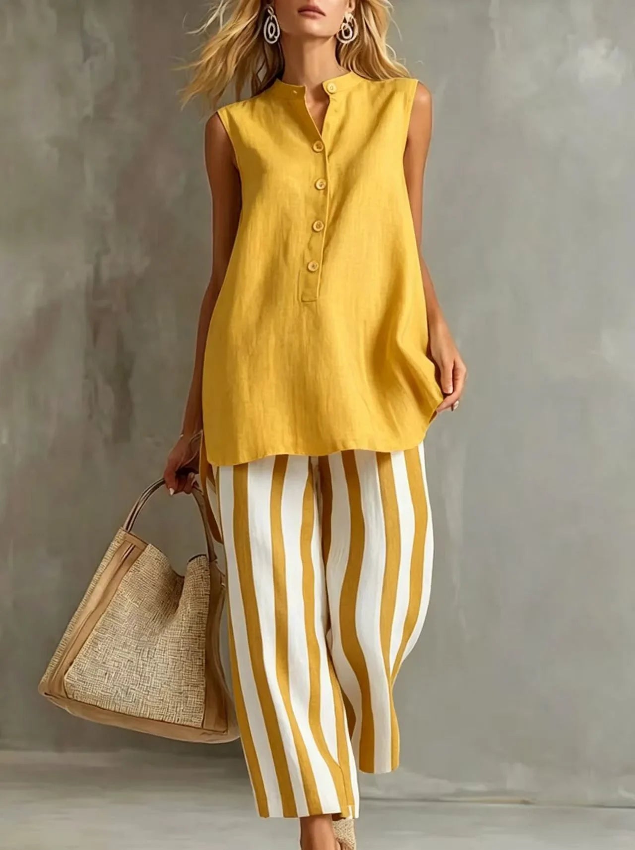 Women's Striped Wide Leg Set