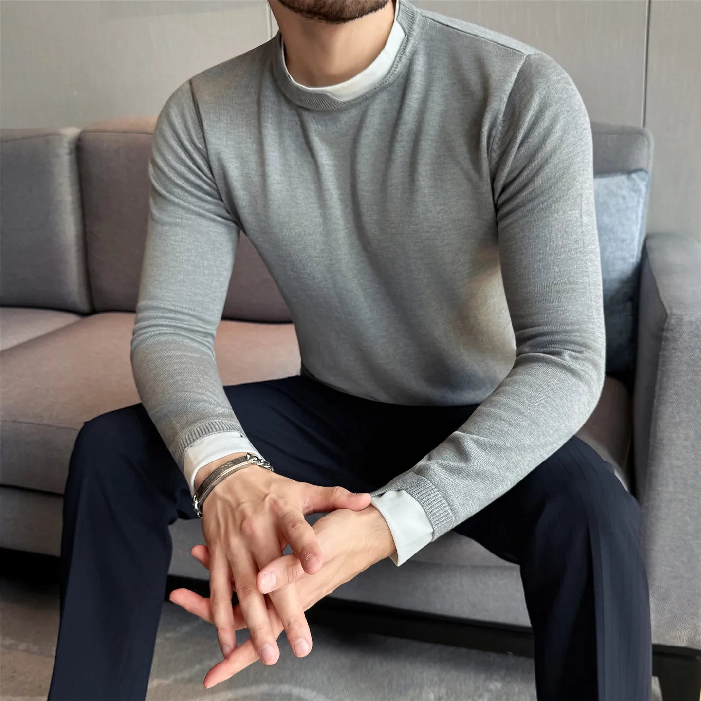 Slim Fit Long-Sleeve Knit Sweater