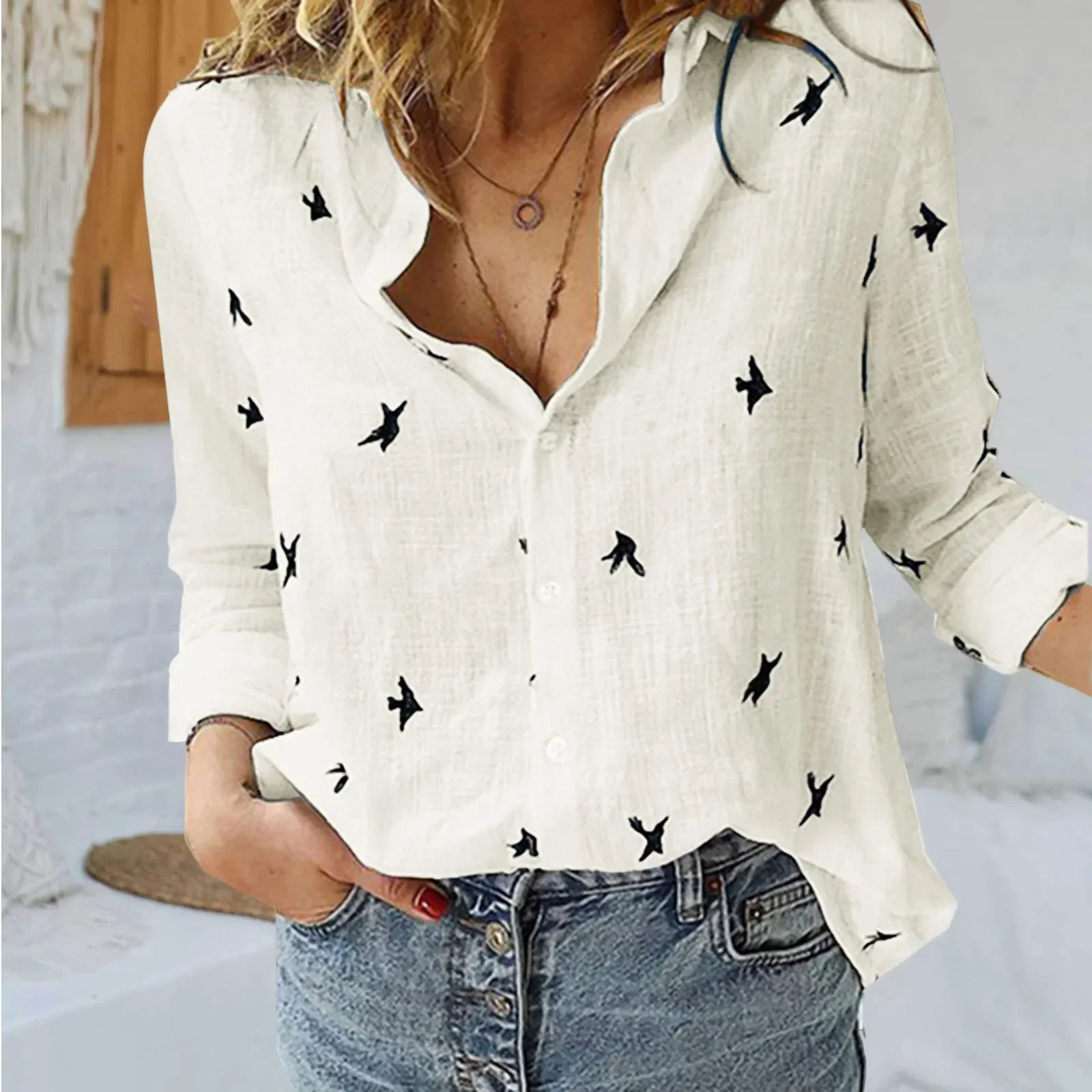 Women's Printed Button Shirt