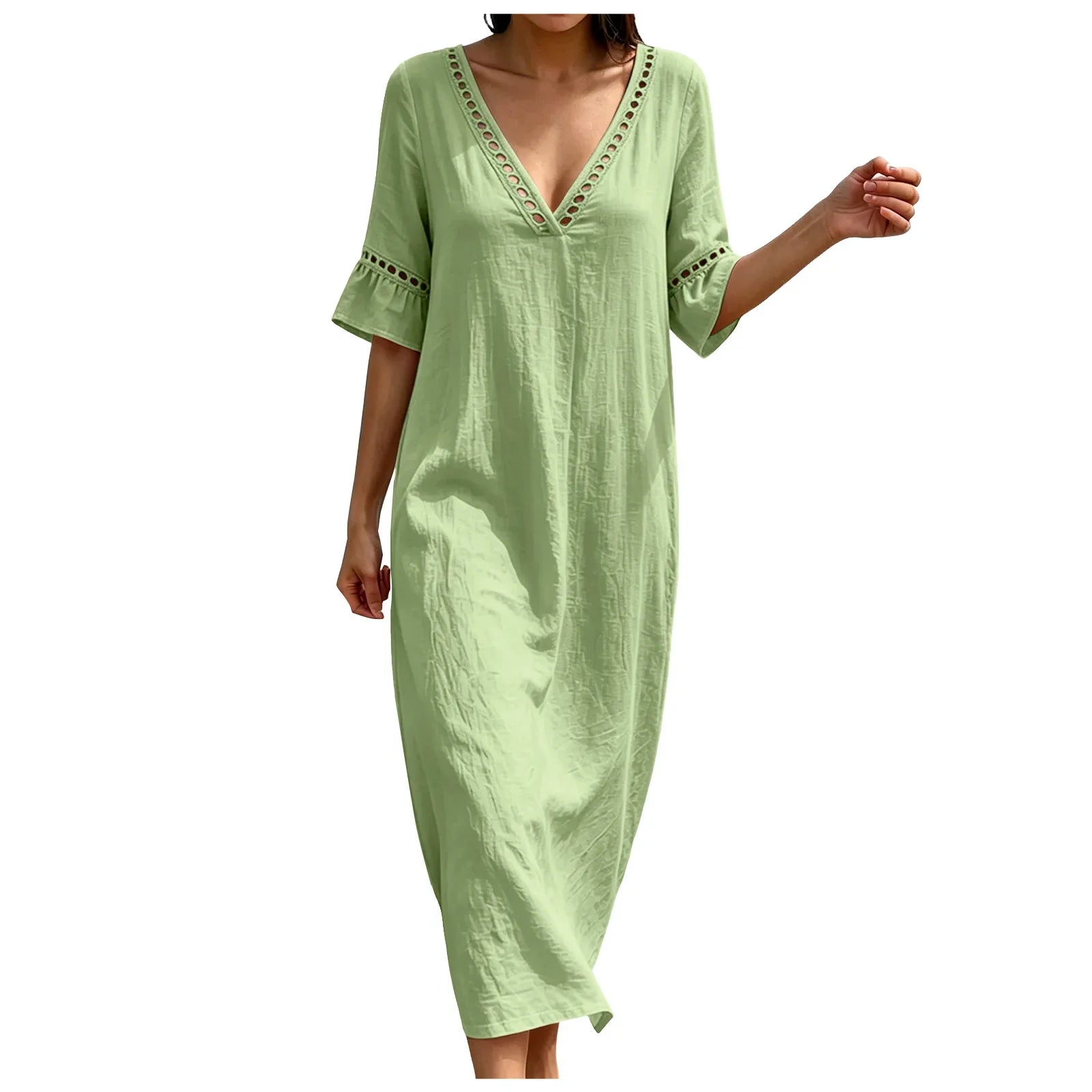 Women's V Neck Casual Maxi Dress