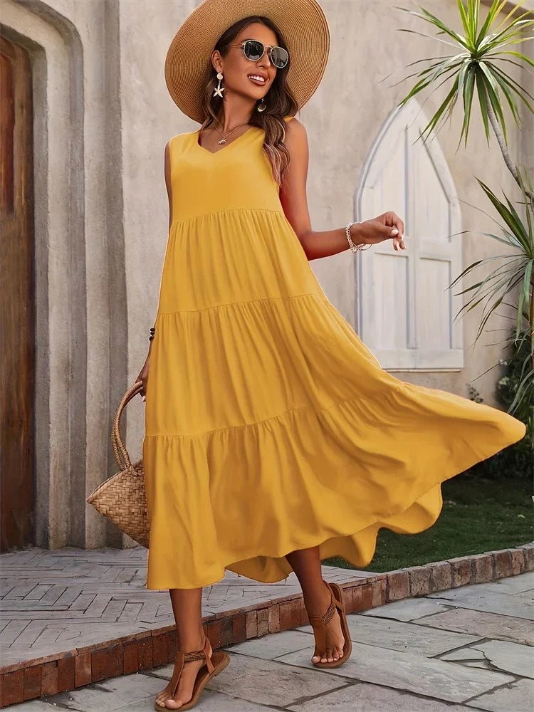 Women's Sleeveless Tiered Maxi Dress