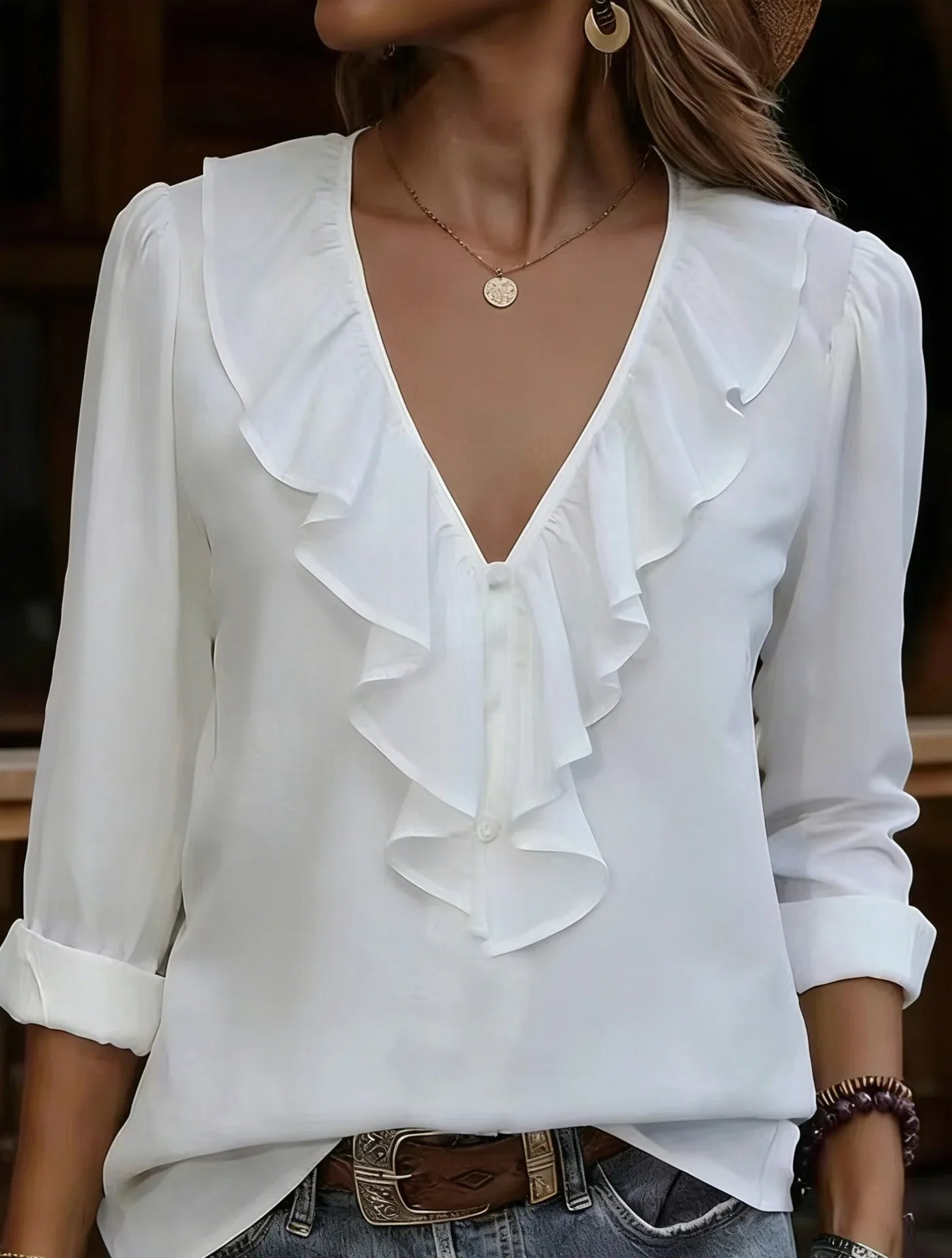 Women's Boho Ruffle Blouse
