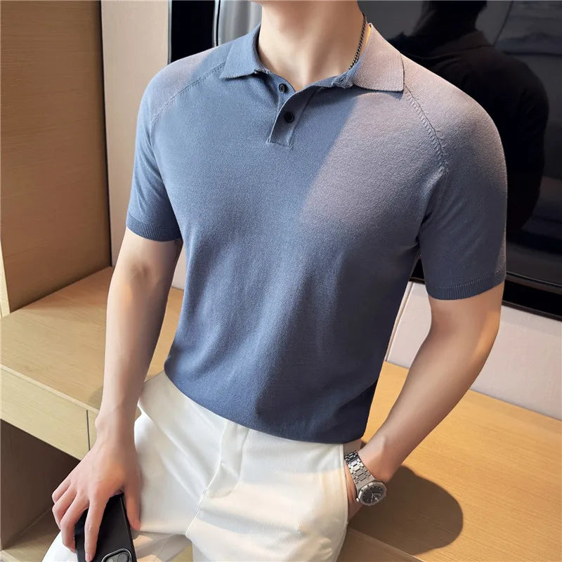 Silk Short-Sleeve Polo Shirt