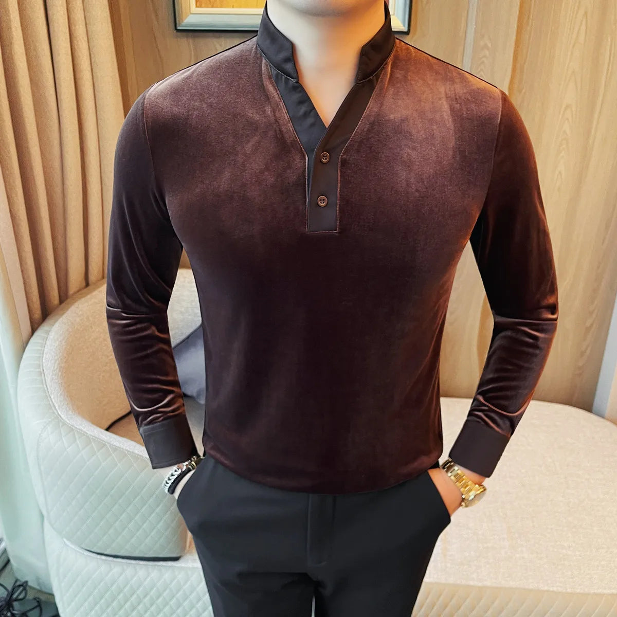 Slim Fit Long-Sleeve V-Neck T-Shirt