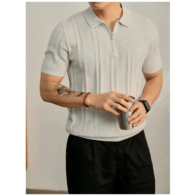 Striped Short-Sleeve Polo Shirt