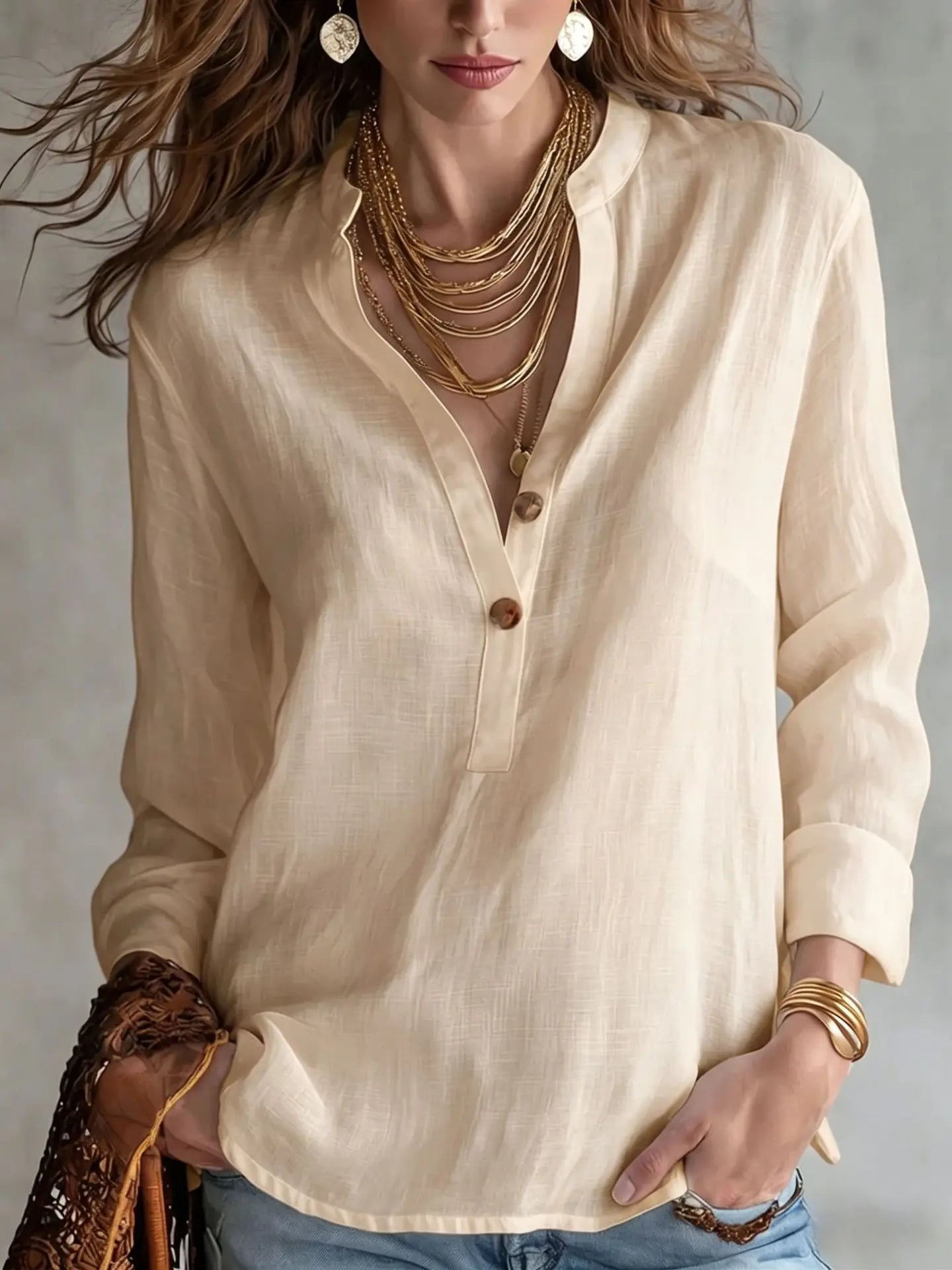 Women's Breathable Linen Blend Blouse