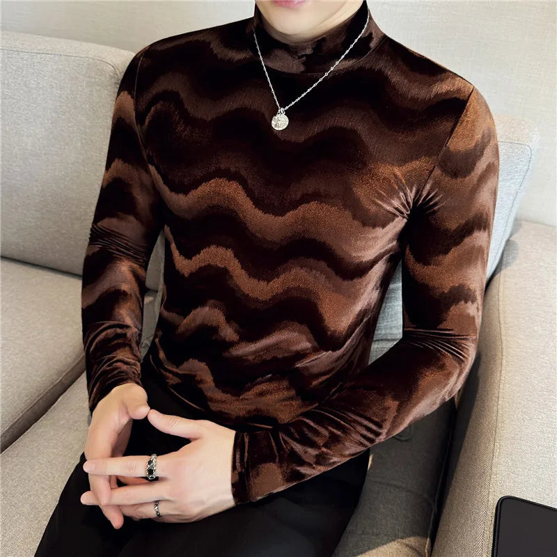 Slim Fit Velvet Long-Sleeve T-Shirt