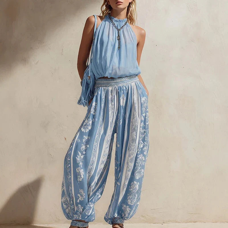 Women's Printed Wide Leg Set