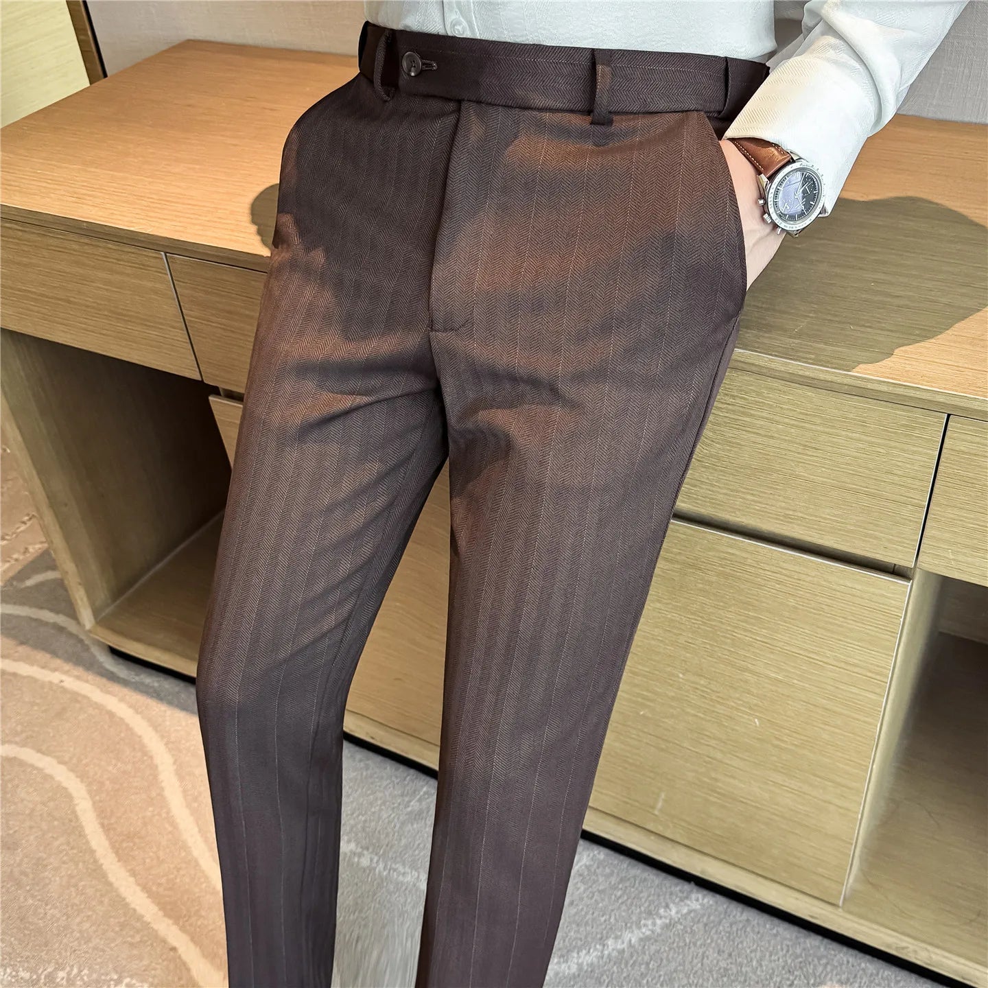 Slim Fit Wool Suit Trousers