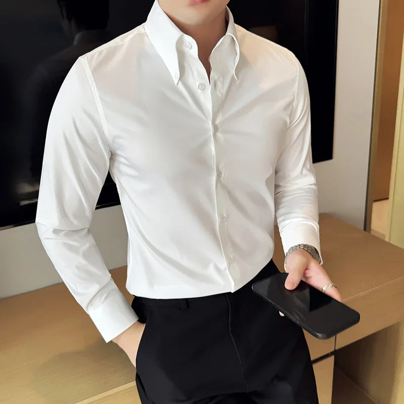 Slim Fit Long-Sleeve Tuxedo Shirt