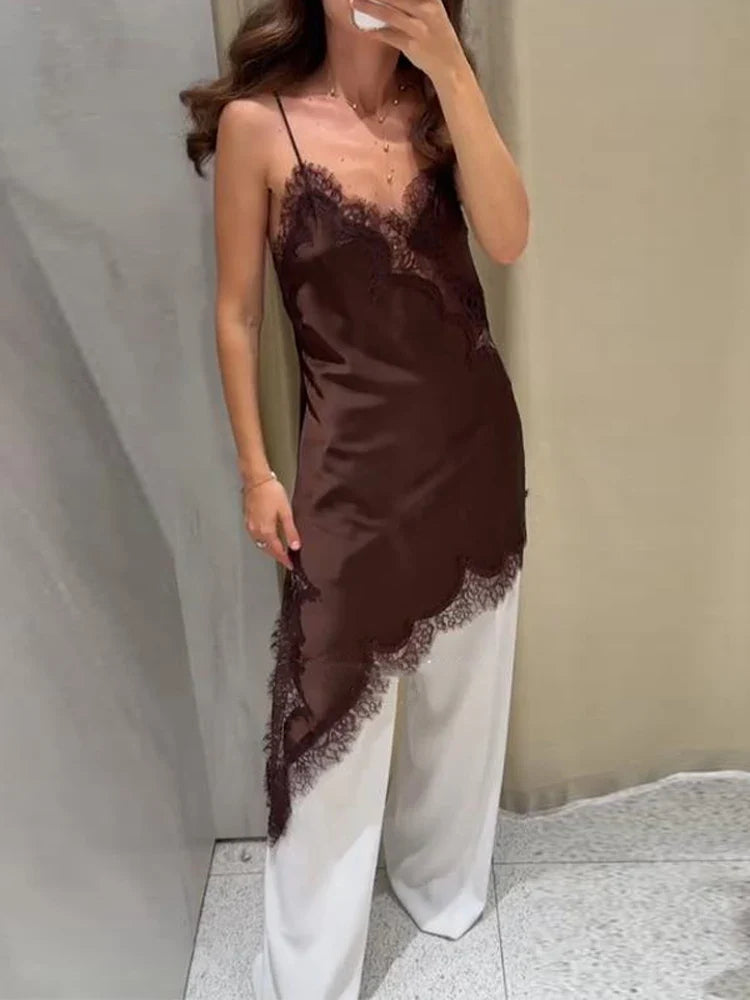Women's Satin Lace Mini Dress