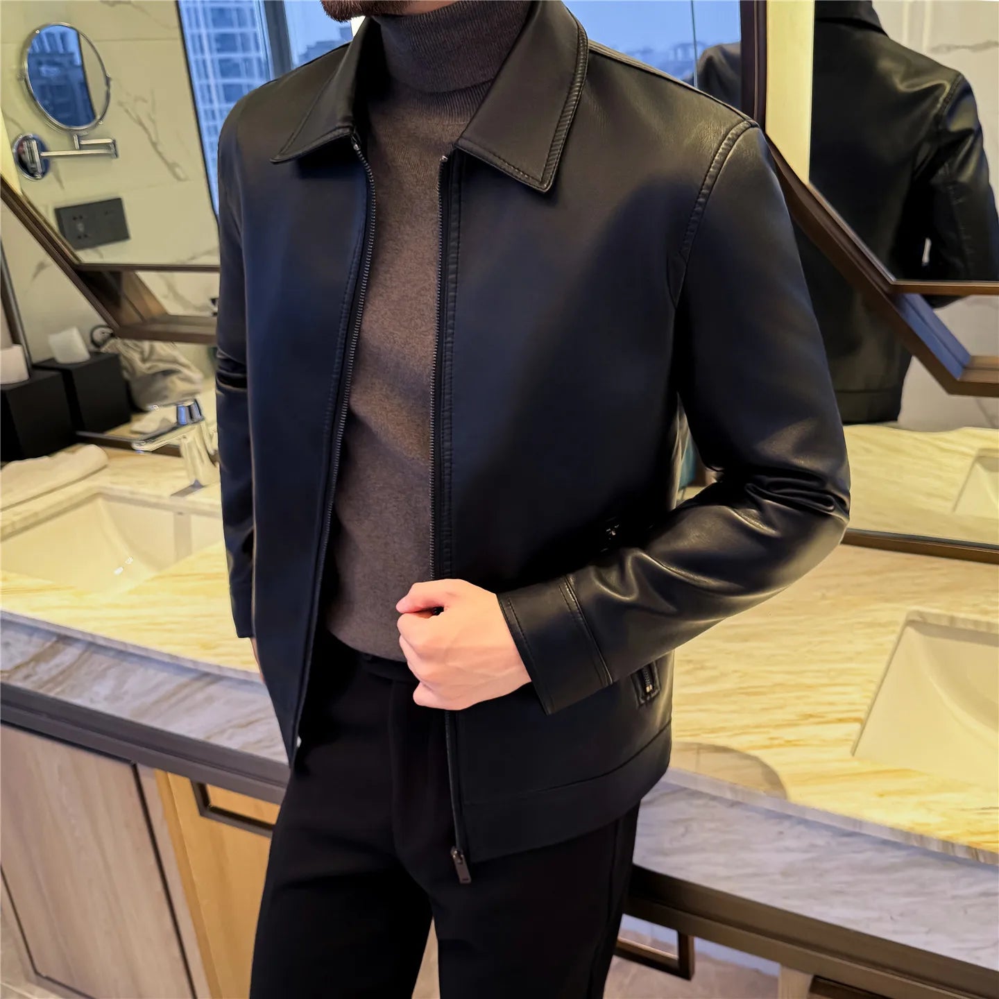 Slim Fit Leather Jacket