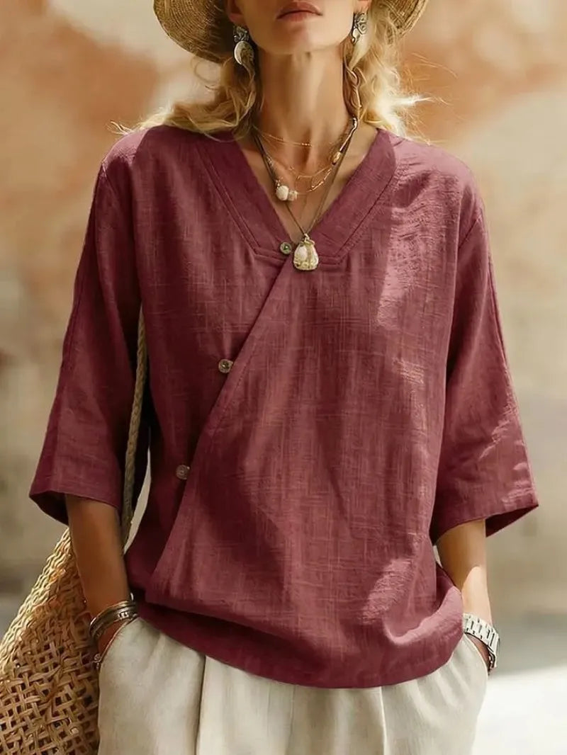 Women's Oversized V Neck Blouse