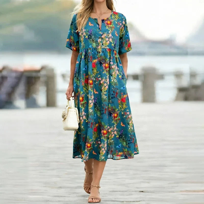 Women's Elegant Floral Midi Dress