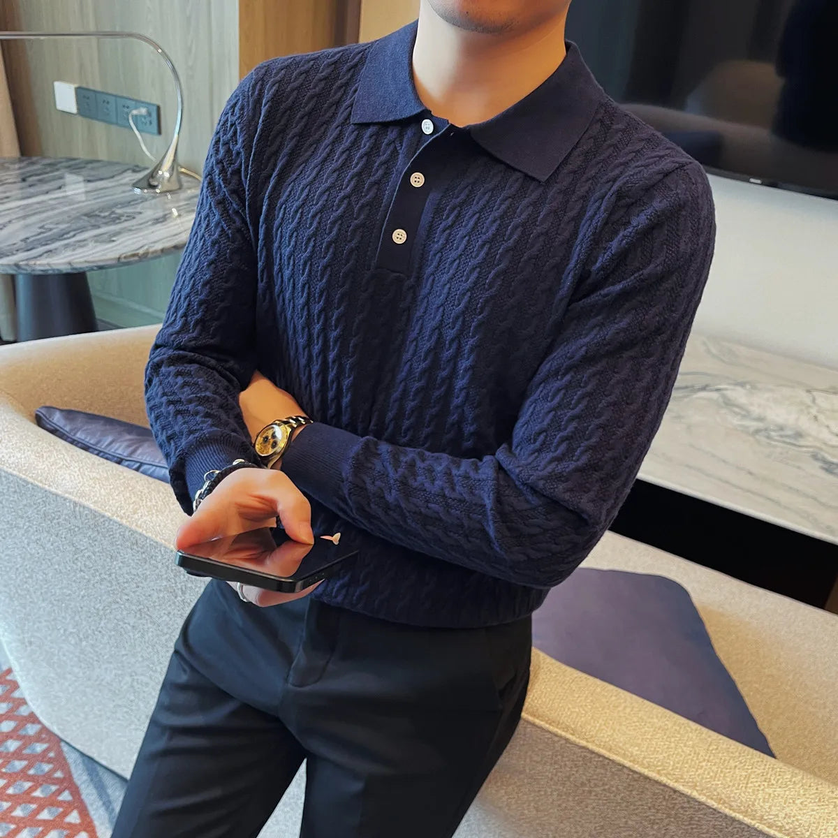 Slim Fit Long-Sleeve Knit Sweater
