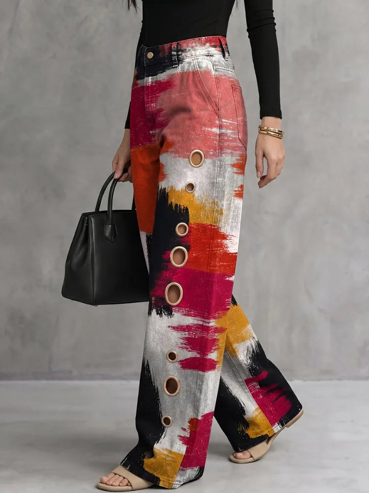 Women's Printed Wide Leg Trousers