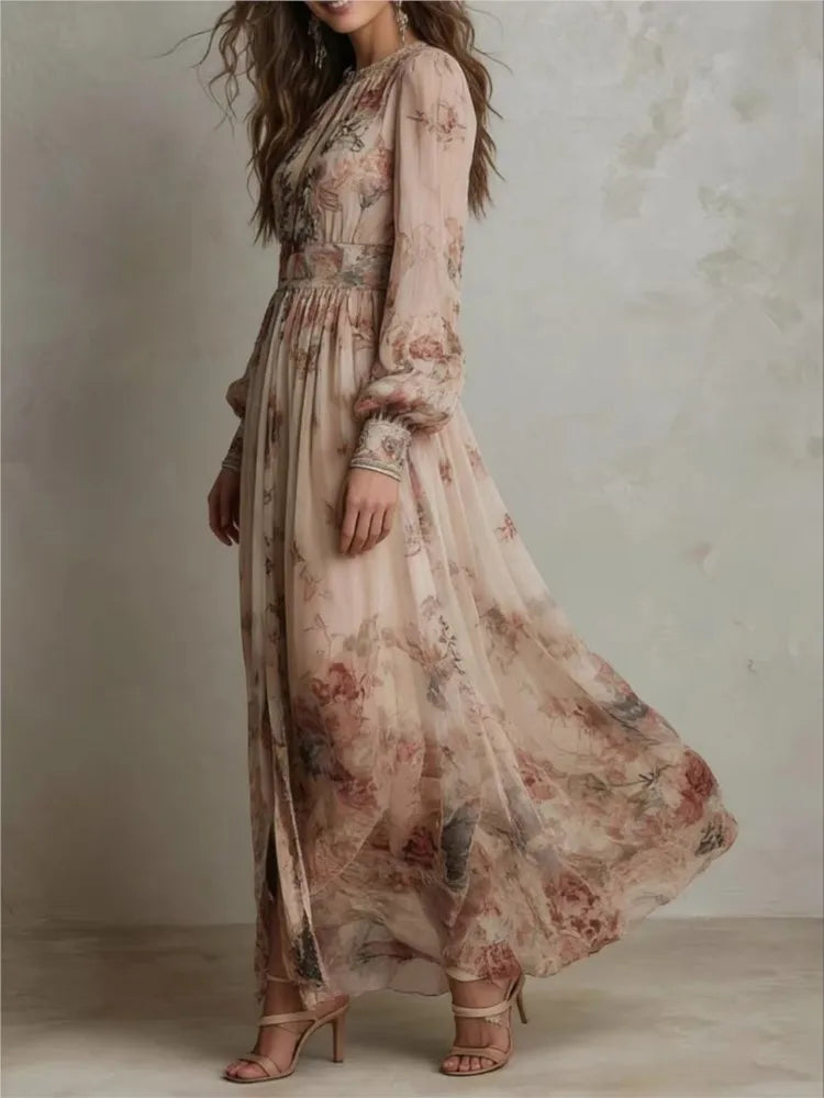Women's Vintage Floral Maxi Dress