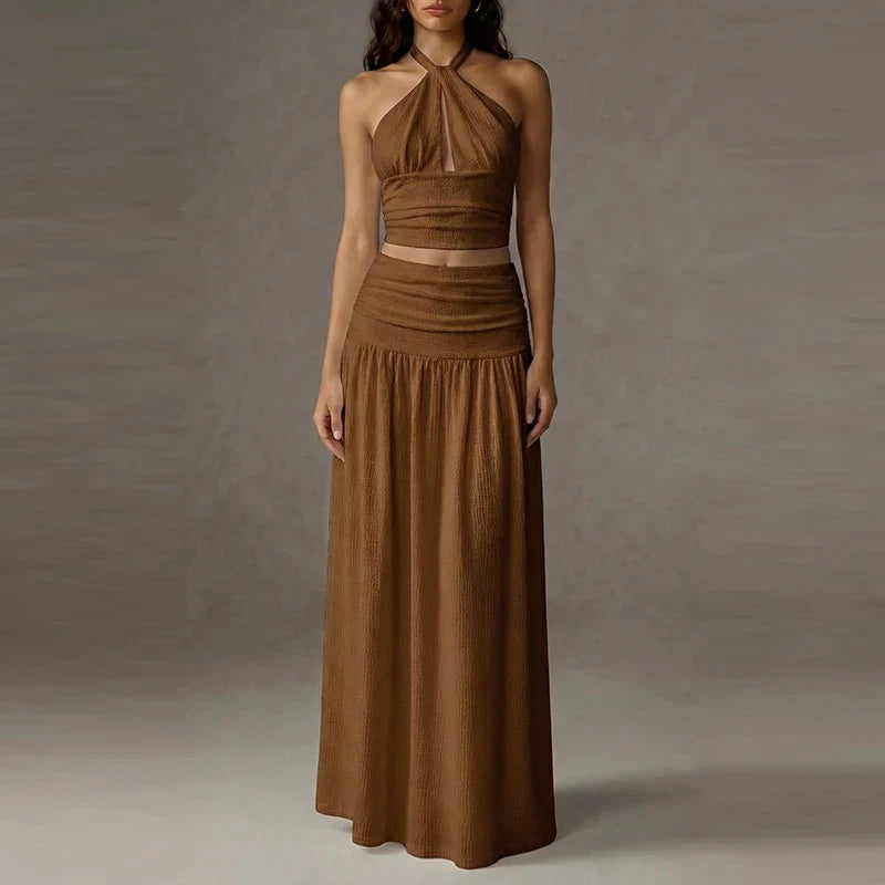 Women's Halter Neck Skirt Set