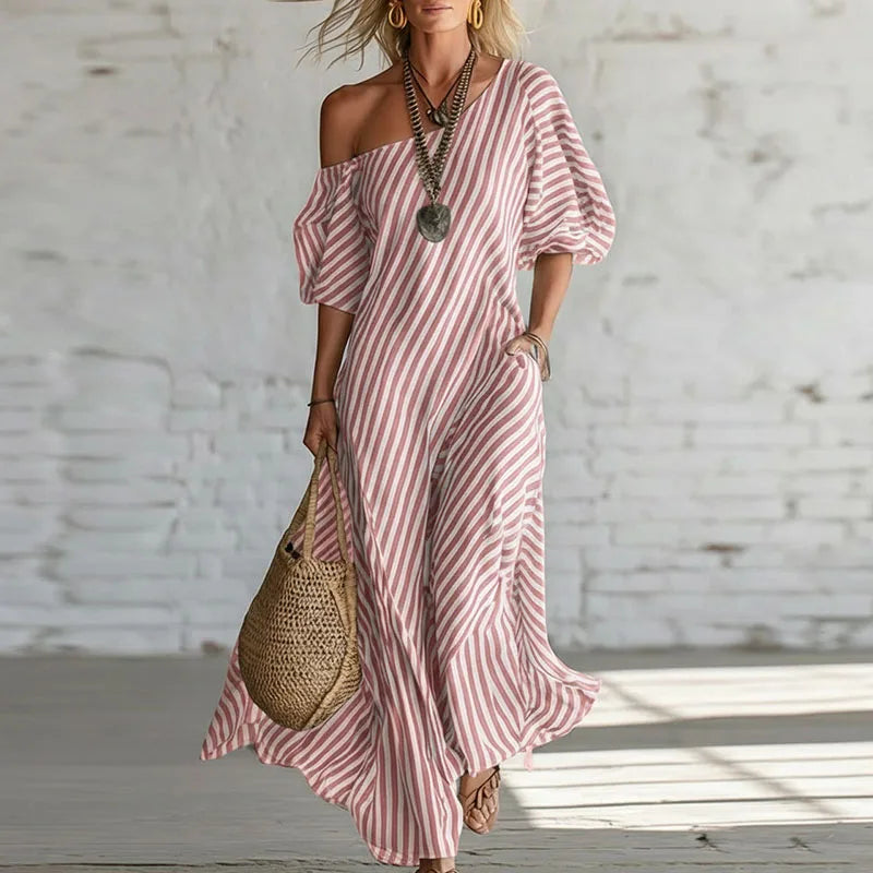 Women's One Shoulder Puff Sleeve Dress