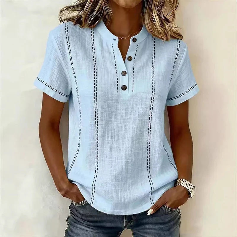 Women's Textured Button Blouse