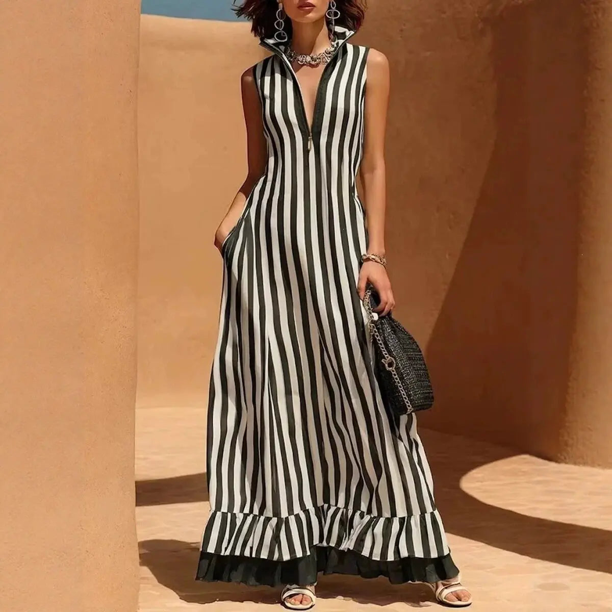 Women's Striped Maxi Dress