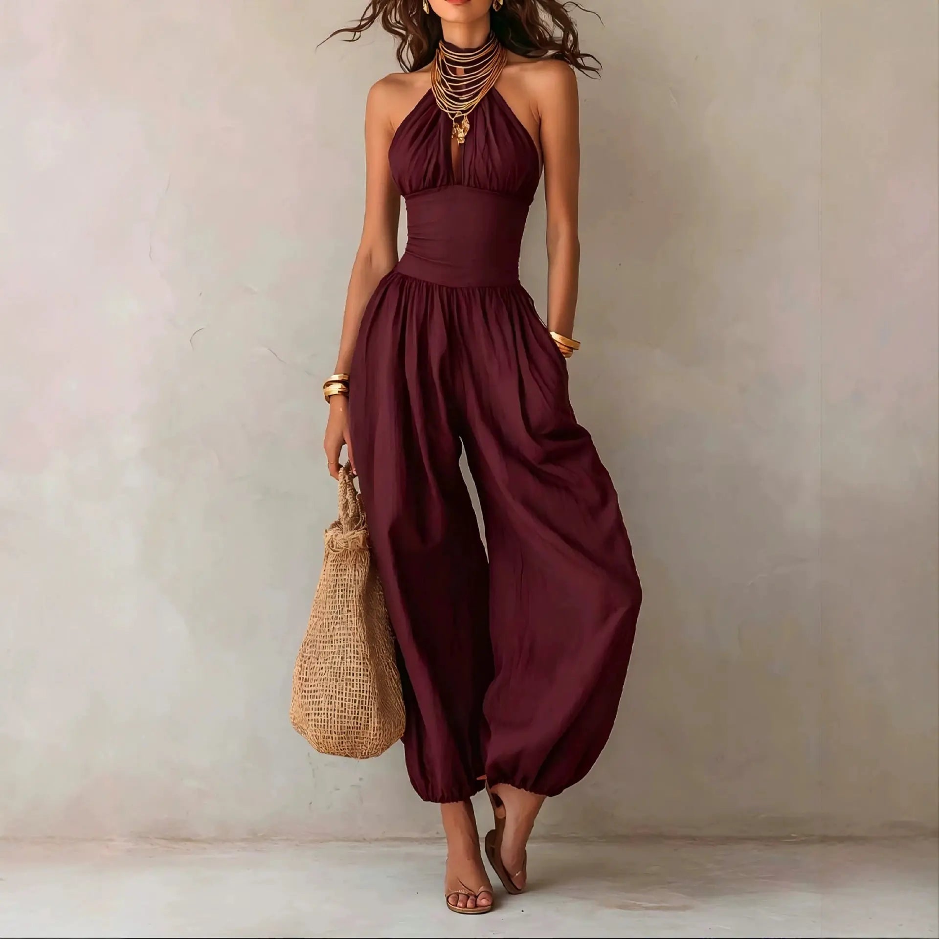 Women's Halter Wide Leg Jumpsuit