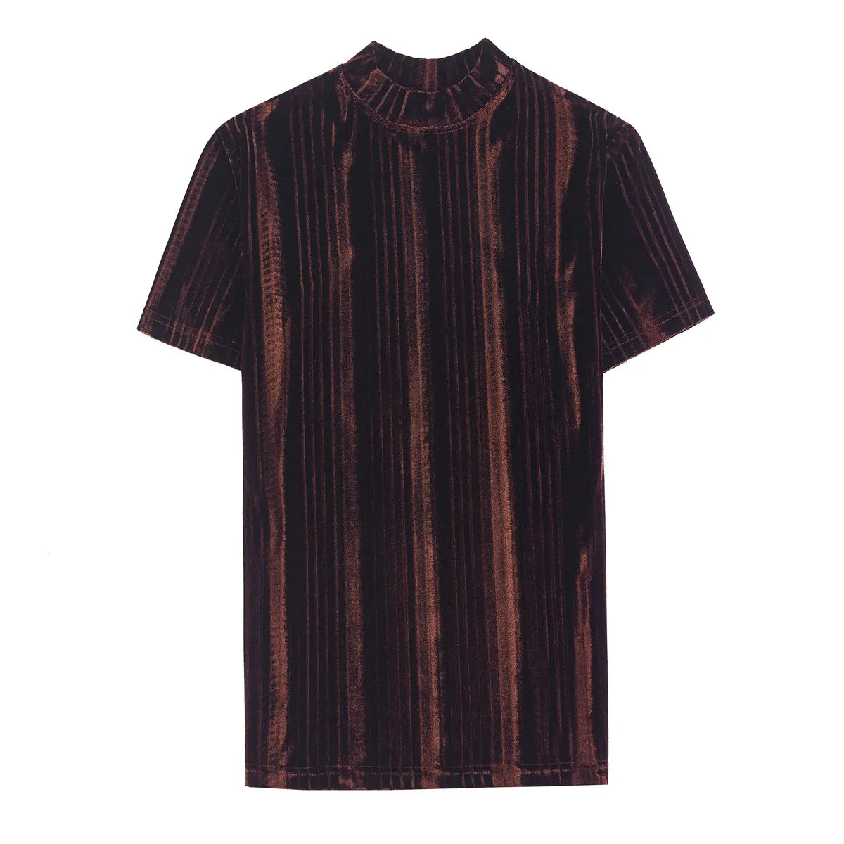 Slim Fit Velvet Short-Sleeve Knit Sweater