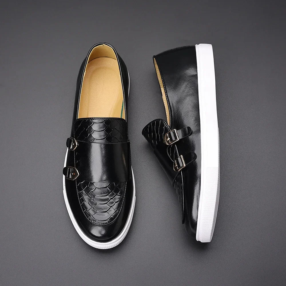 Women's Monk Strap Leather Loafers