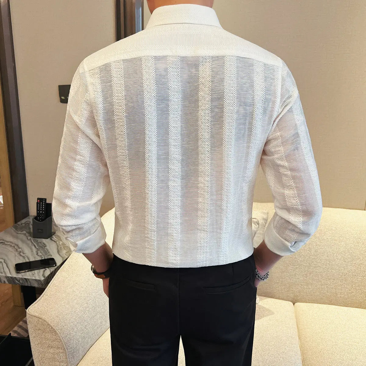 Slim Fit Striped Long-Sleeve Shirt