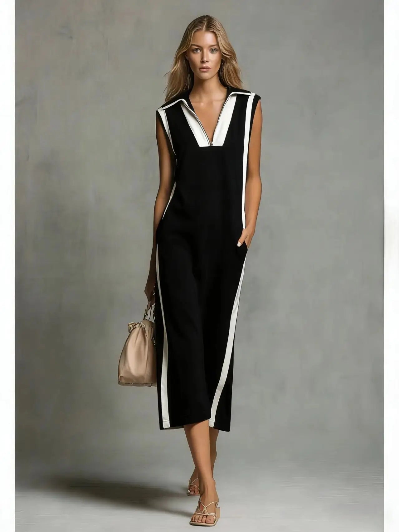 Women's V Neck Maxi Shirt Dress