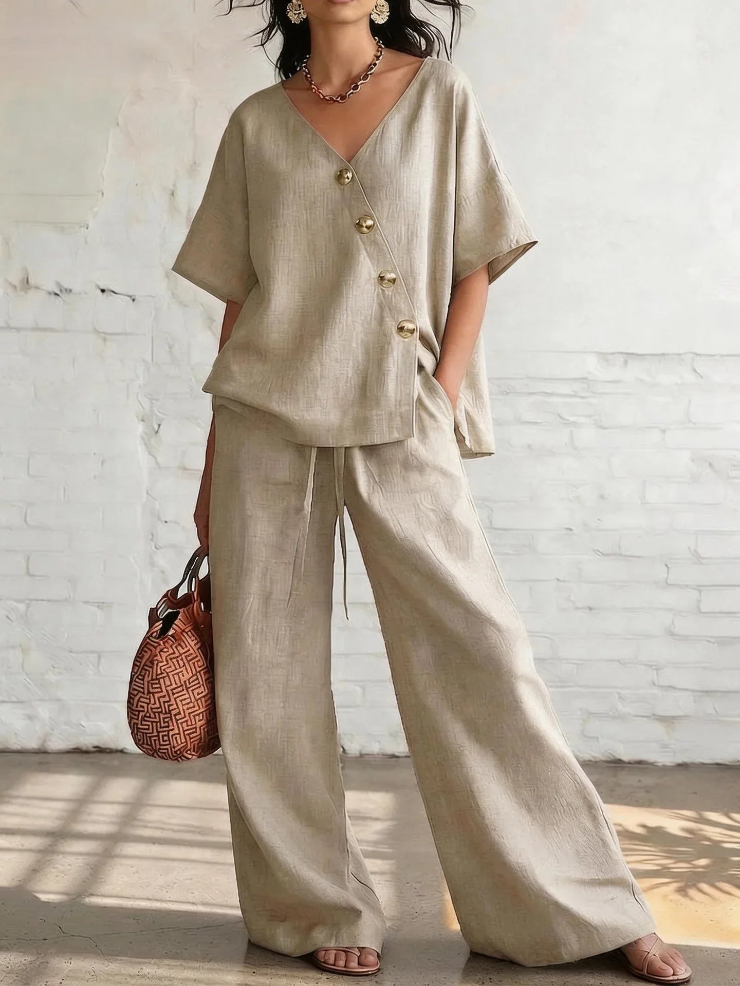 Women's Relaxed Wide Leg Trouser Set