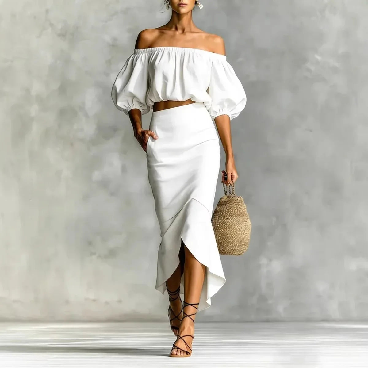 Women's Off Shoulder Skirt Set